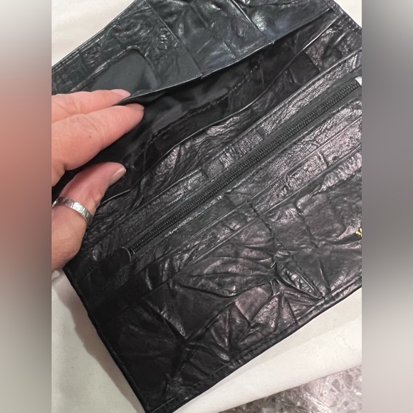 VINTAGE Yves Saint Laurent YSL Calf Leather Crinkle Bifold Wallet Antique Rare - Picture 8 of 15